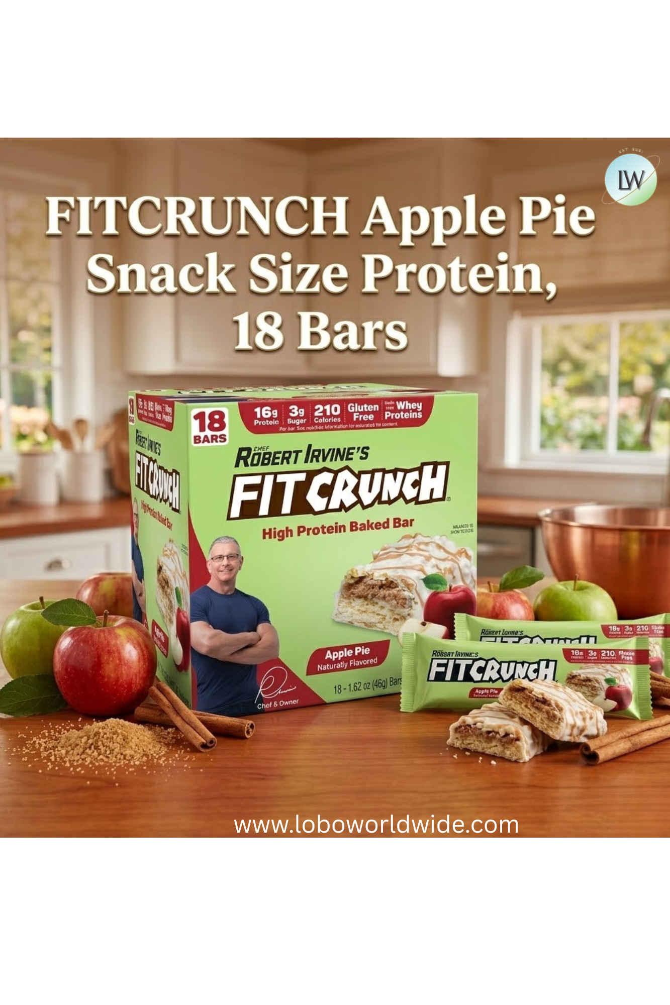 FITCRUNCH High Protein Baked Bars, 1.62 oz. (Pack of 18)
