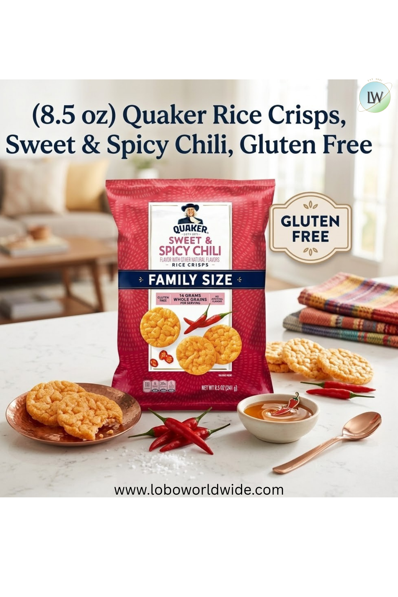 Quaker Rice Crisps, Sweet & Spicy Chili, Gluten Free, 8.5 Oz
