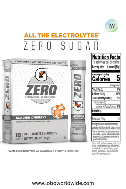 Gatorade G Zero Sports Drink , Energy Drink Mix, 0.10 oz, 10 ct.(Pack of 4)(Various Flavours)