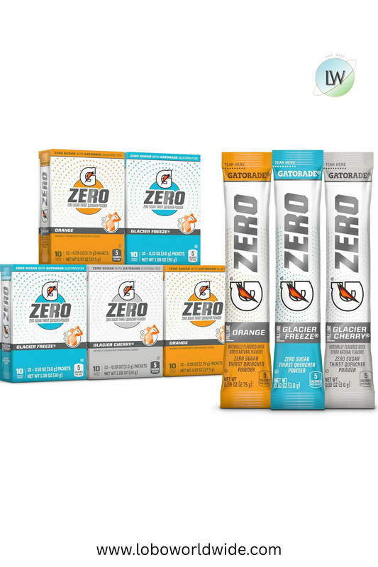 Gatorade G Zero Powder, 3 Flavor Glacier Cherry Variety Pack, 10 oz, 50 Count Packets