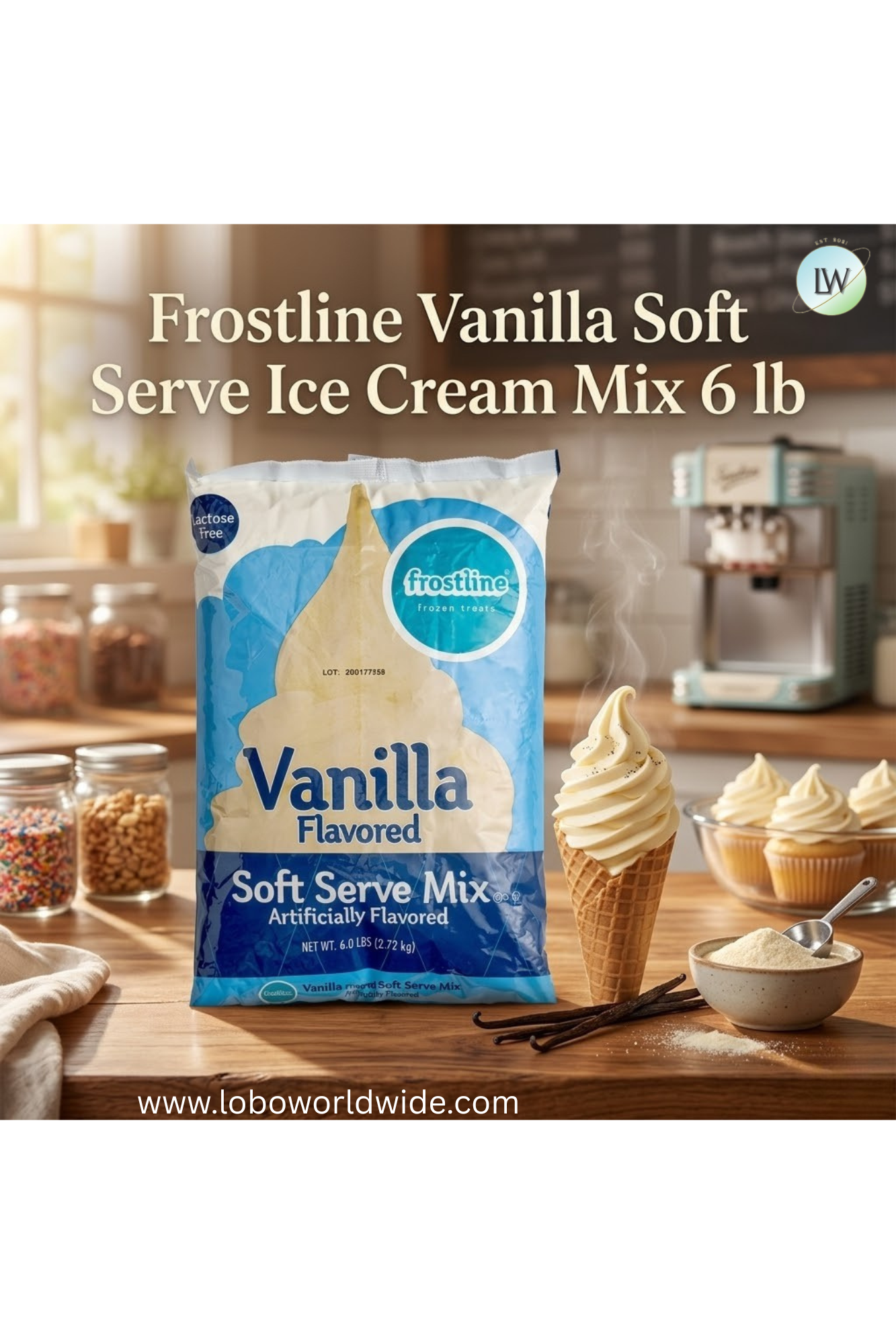 Frostline Vanilla Soft Serve Ice Cream Mix 6 lb.