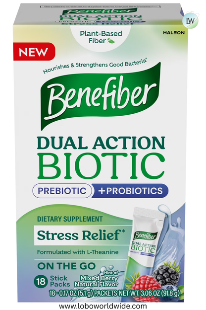 Benefiber Dual Action Biotic Prebiotic and Probiotic Fiber Supplement, 113.5 oz 8 ct.