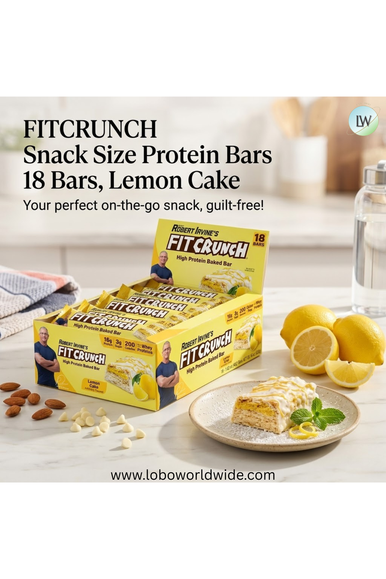 FITCRUNCH High Protein Baked Bars, 1.62 oz. (Pack of 18)