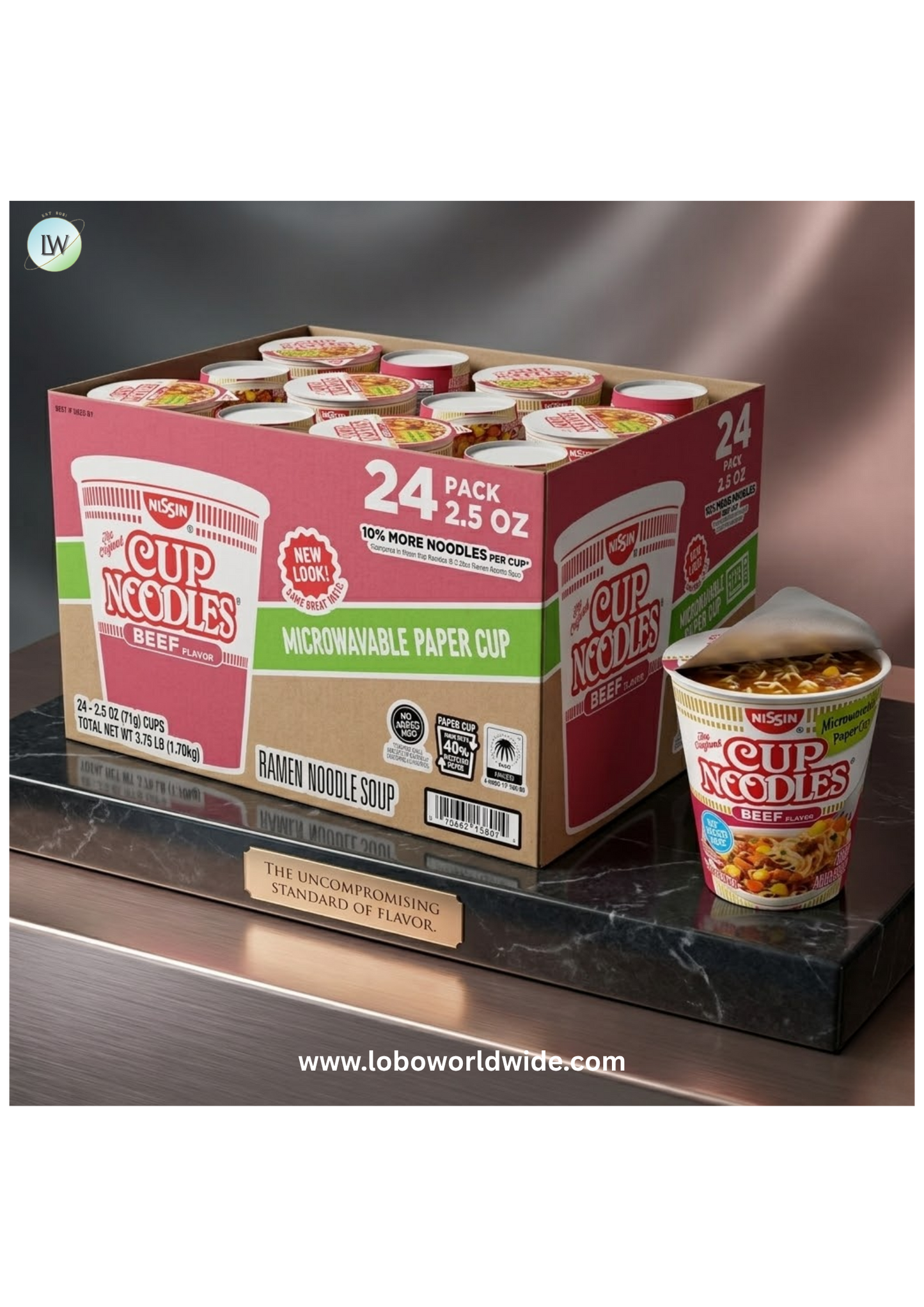 Nissin Cup Noodles, Beef, 2.5 oz, 24-count