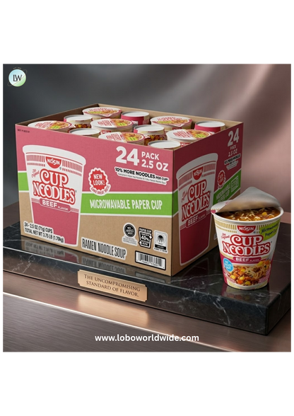 Nissin Cup Noodles, Beef, 2.5 oz, 24-count