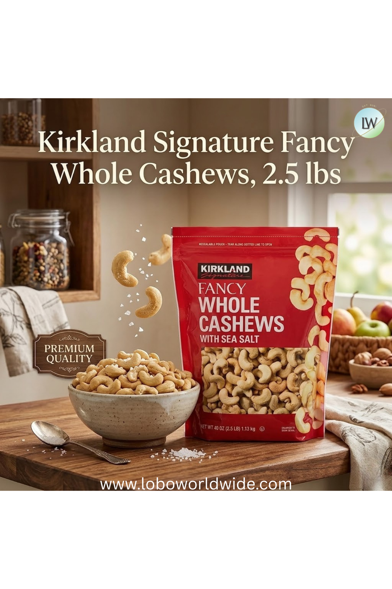 Kirkland Signature Fancy Whole Cashews, 2.5 lbs