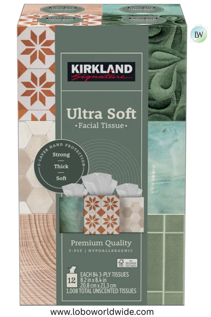 Kirkland Signature Facial Tissue, 3-Ply, 84-count, 12-pack