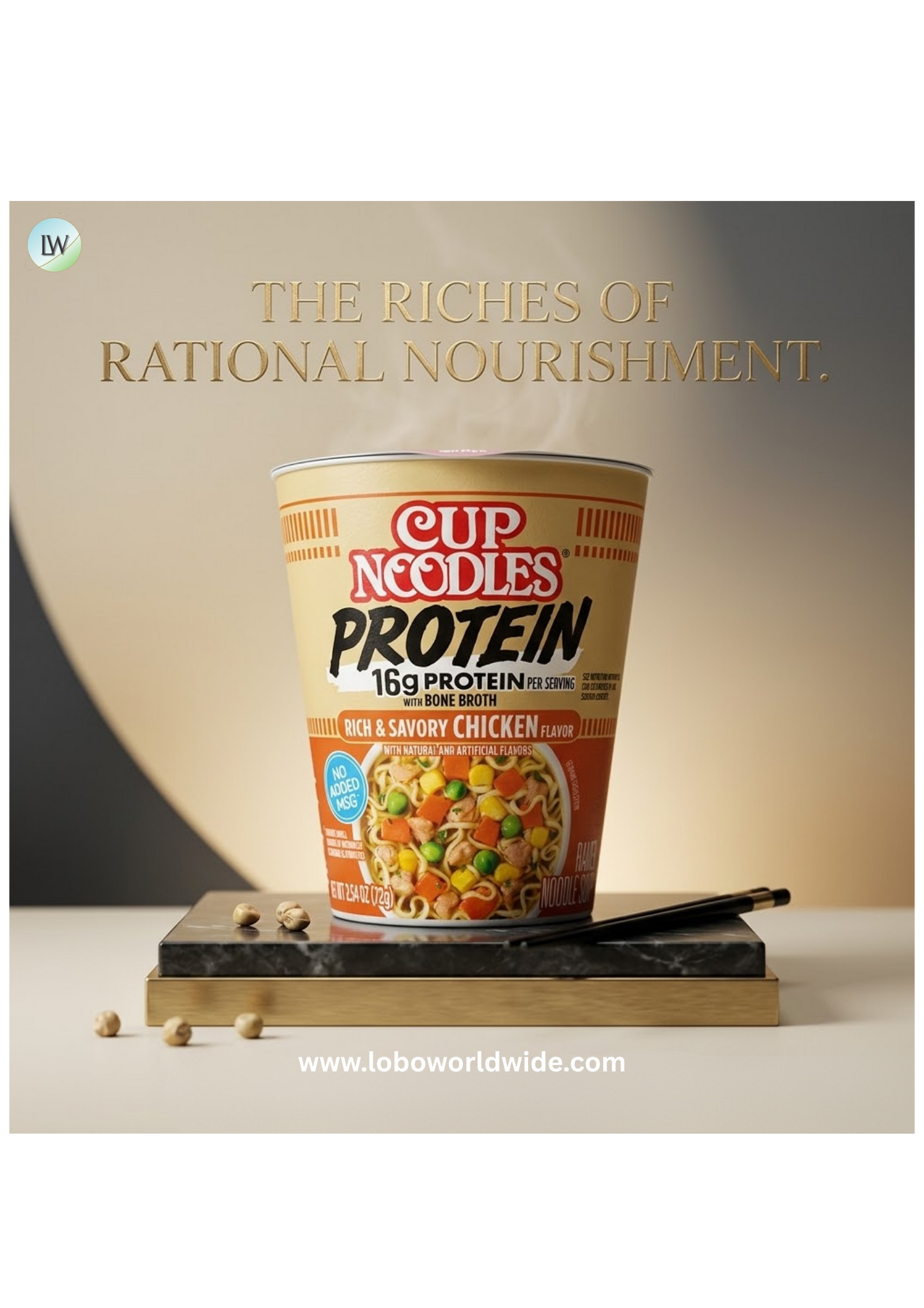 Nissin Cup Noodles Protein Ramen, Chicken Flavor with Bone Broth, 16g Protein, 2.54 Ounce Cup
