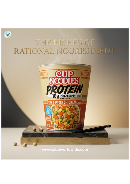 Nissin Cup Noodles Protein Ramen, Chicken Flavor with Bone Broth, 16g Protein, 2.54 Ounce Cup