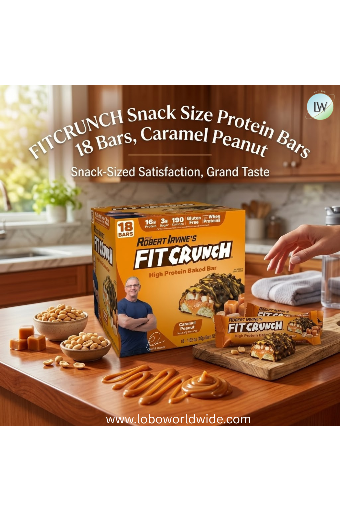 FITCRUNCH High Protein Baked Bars, 1.62 oz. (Pack of 18)