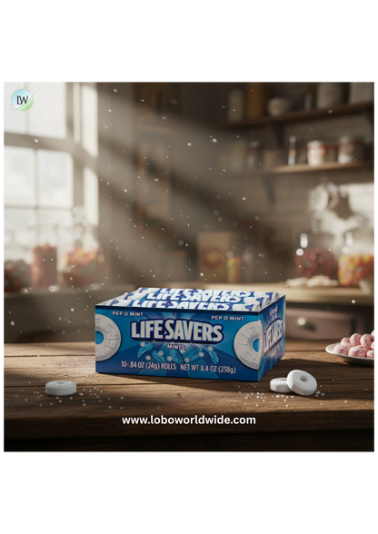 LIFE SAVERS Pep-O-Mint Hard Candy Single Size Rolls,Hard Candies,(20-Count Box)