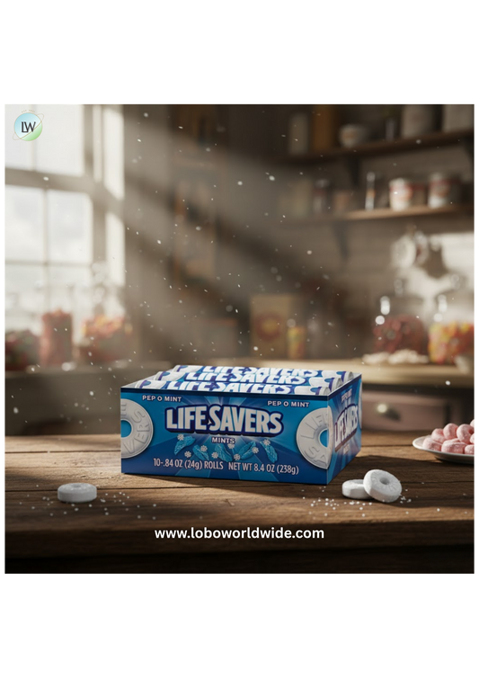 LIFE SAVERS Pep-O-Mint Hard Candy Single Size Rolls,Hard Candies,(20-Count Box)