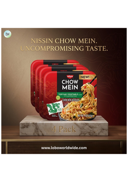 Nissin Foods Chow Mein Instant Noodles, Teriyaki Vegetable Flavor, 4.0 oz Tray, Shelf-Stable