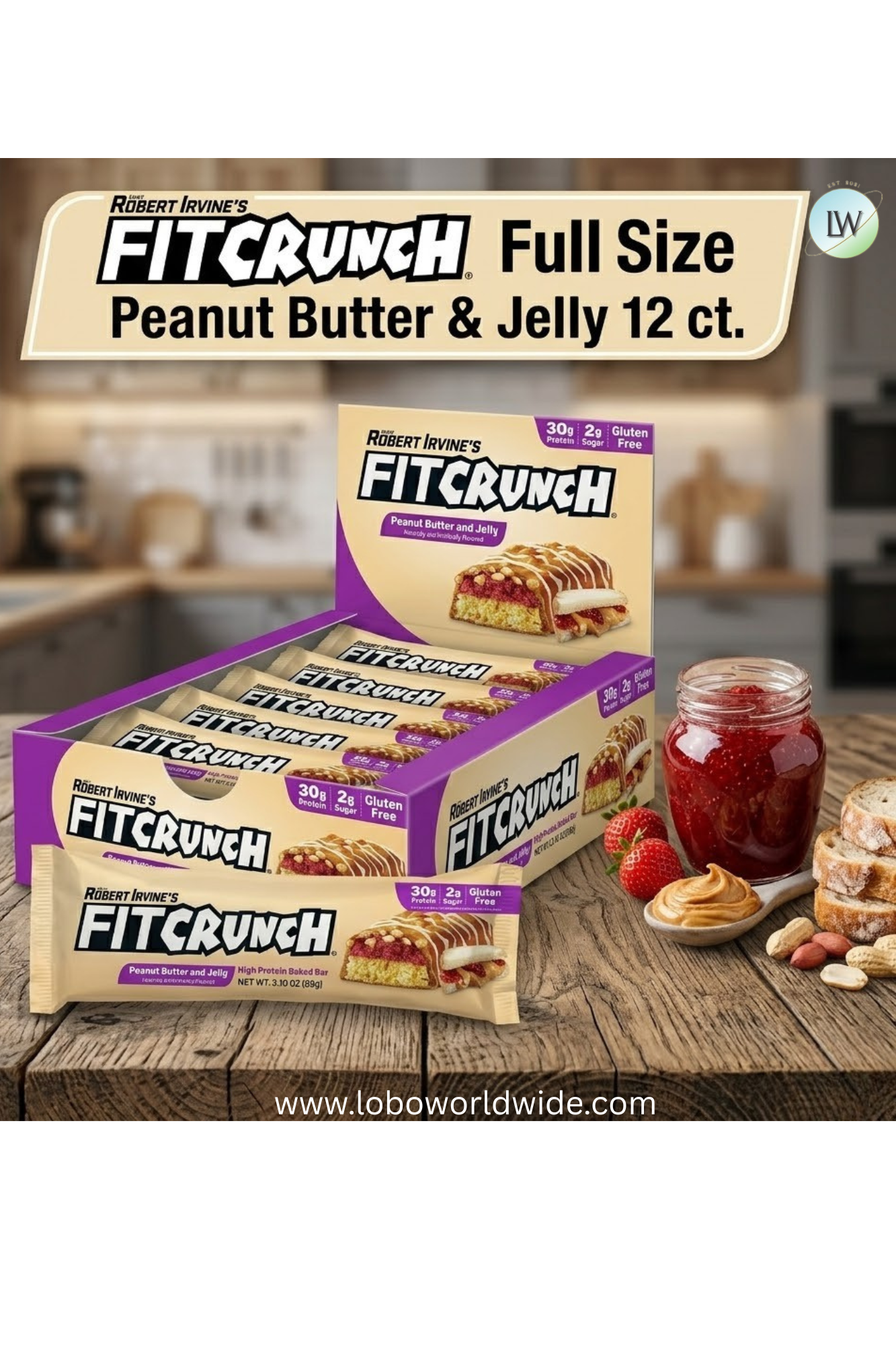 FITCRUNCH High Protein Baked Bar, 3.10 oz (Pack of 12)