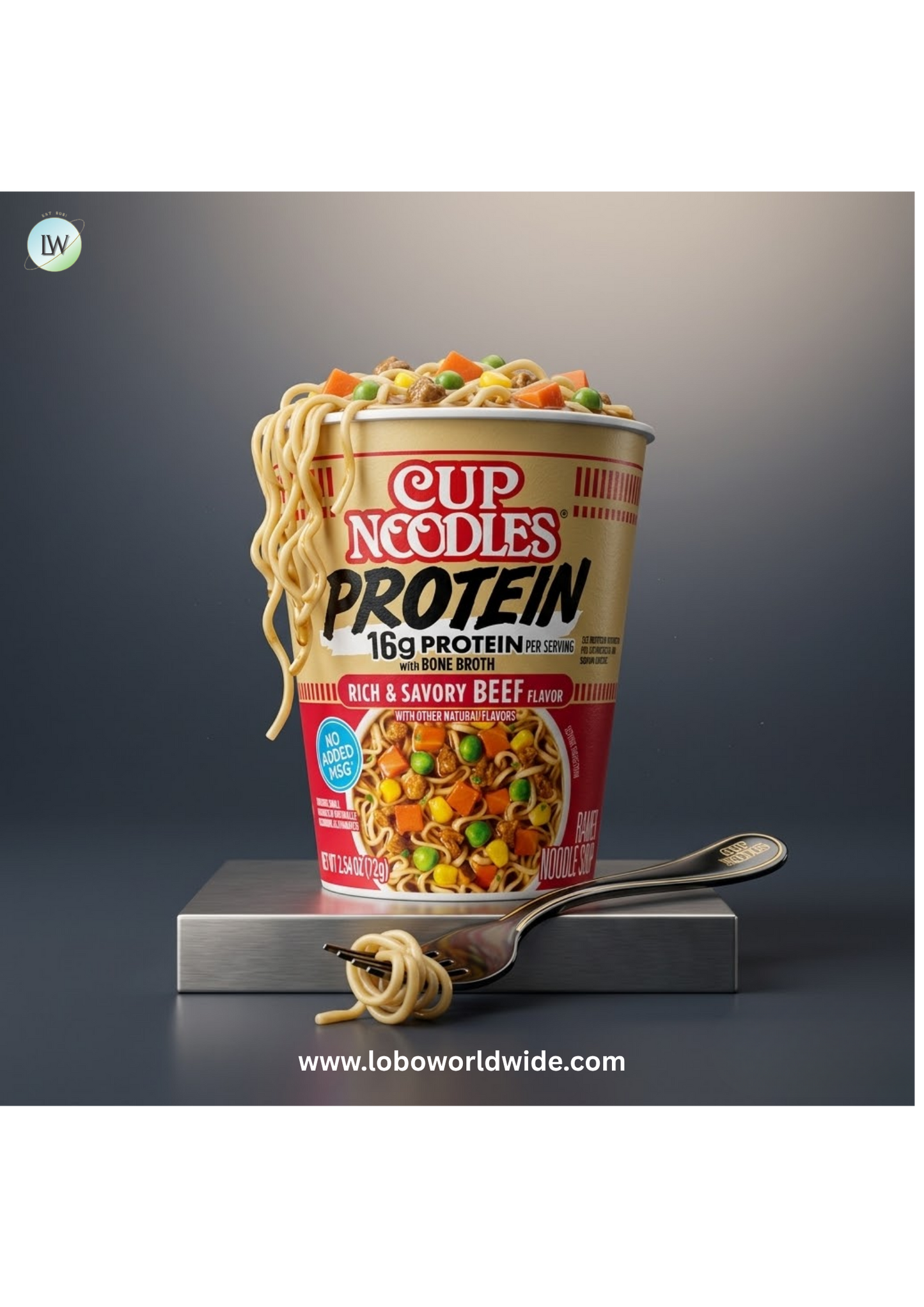 Nissin Cup Noodles Protein Ramen, Bone Broth, 16g Protein, 2.54 Ounce Cup