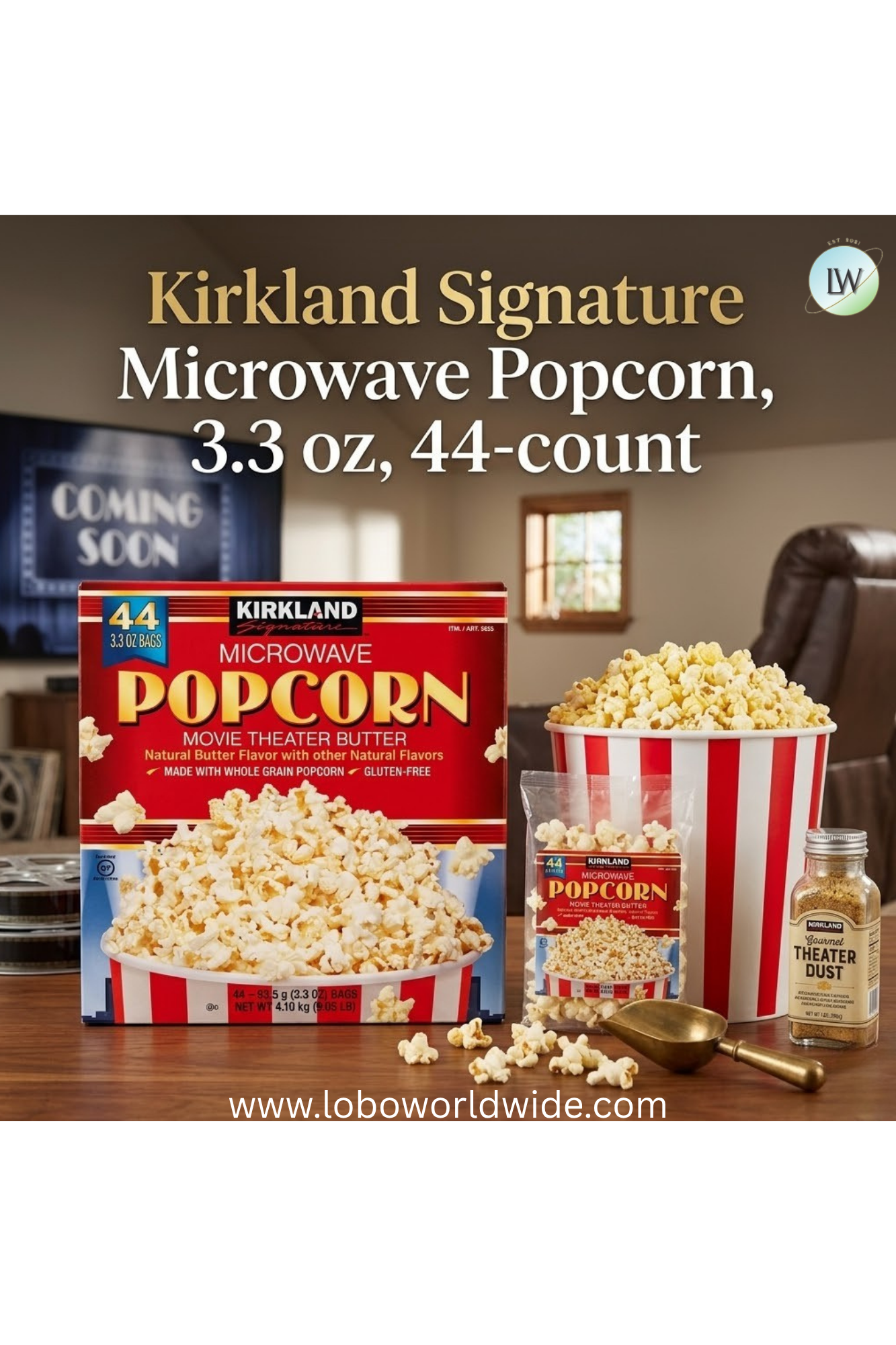 Kirkland Signature Microwave Popcorn, 3.3 oz, 44-count