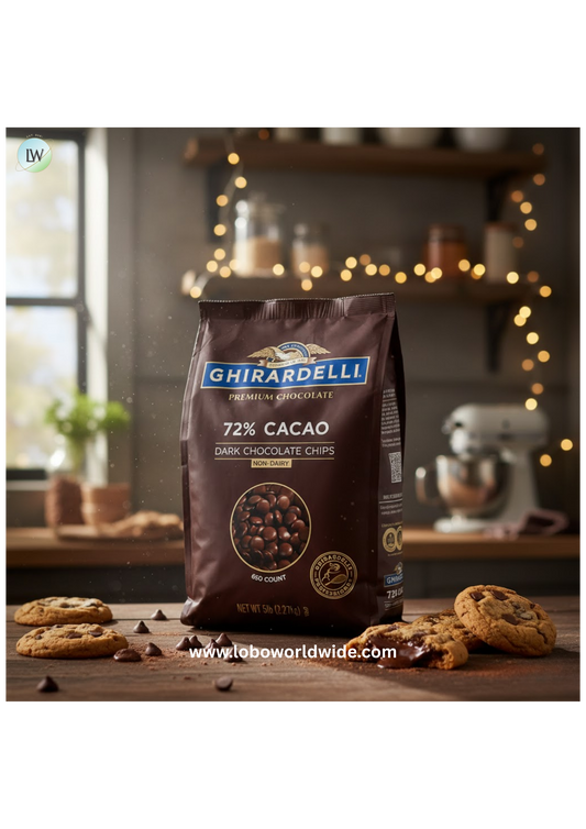 Ghirardelli Non-Dairy Dark Chocolate Baking Chips, 72% Cacao, .65M, 5 lb.