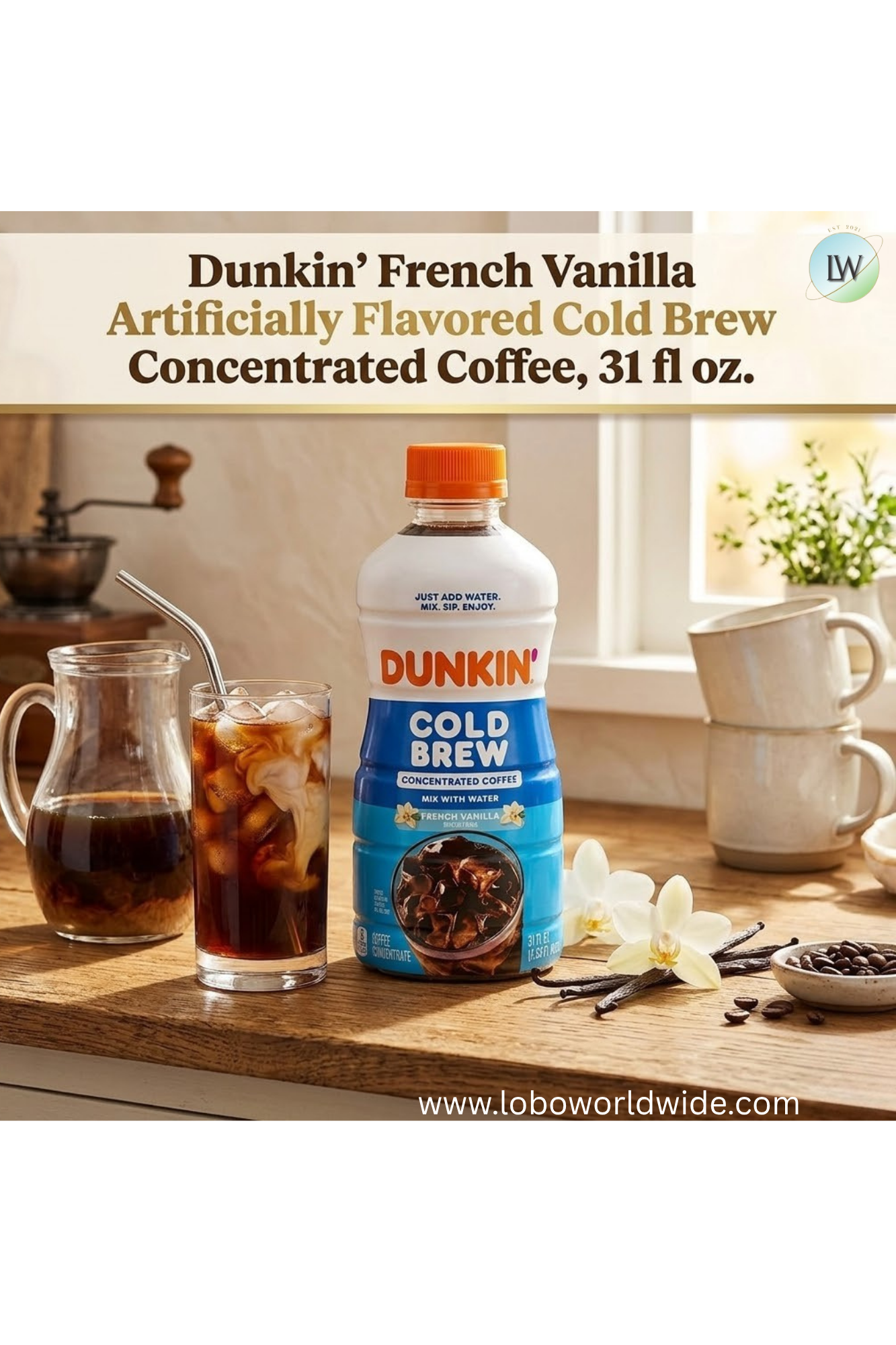 Dunkin’ Artificially Flavored Cold Brew Concentrated Coffee, 31 fl oz.