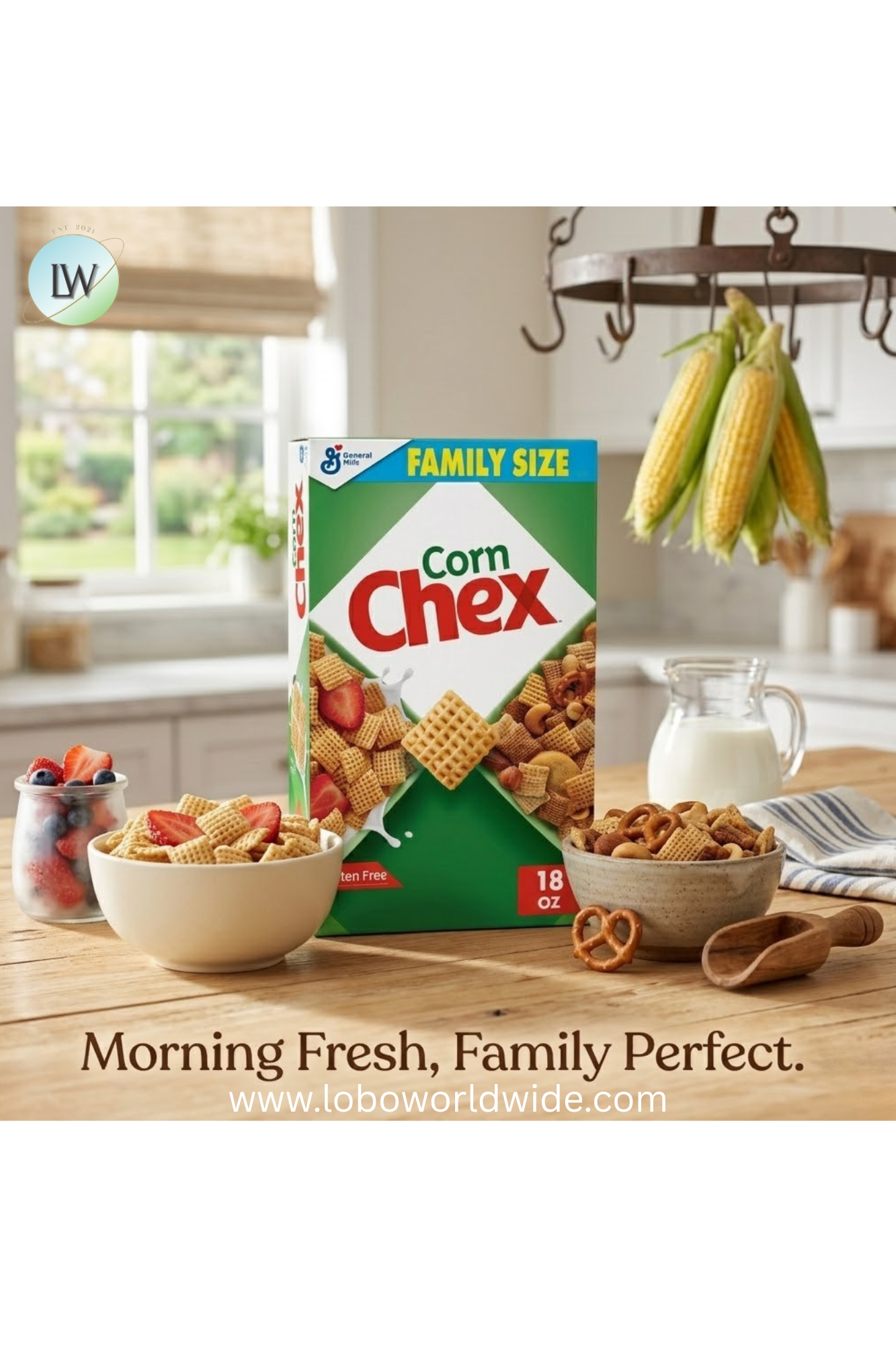 Chex Corn Gluten Free Breakfast Cereal, Family Size, 18 oz