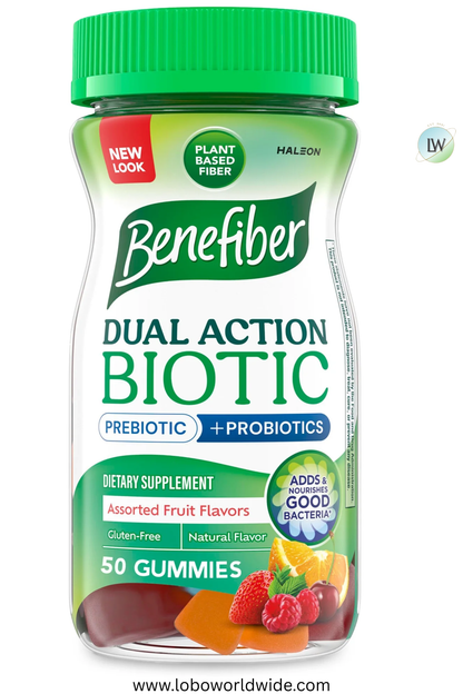 Benefiber Prebiotic Fiber Supplement Gummies With Probiotics, Assorted Fruit Flavors - 50 ct.