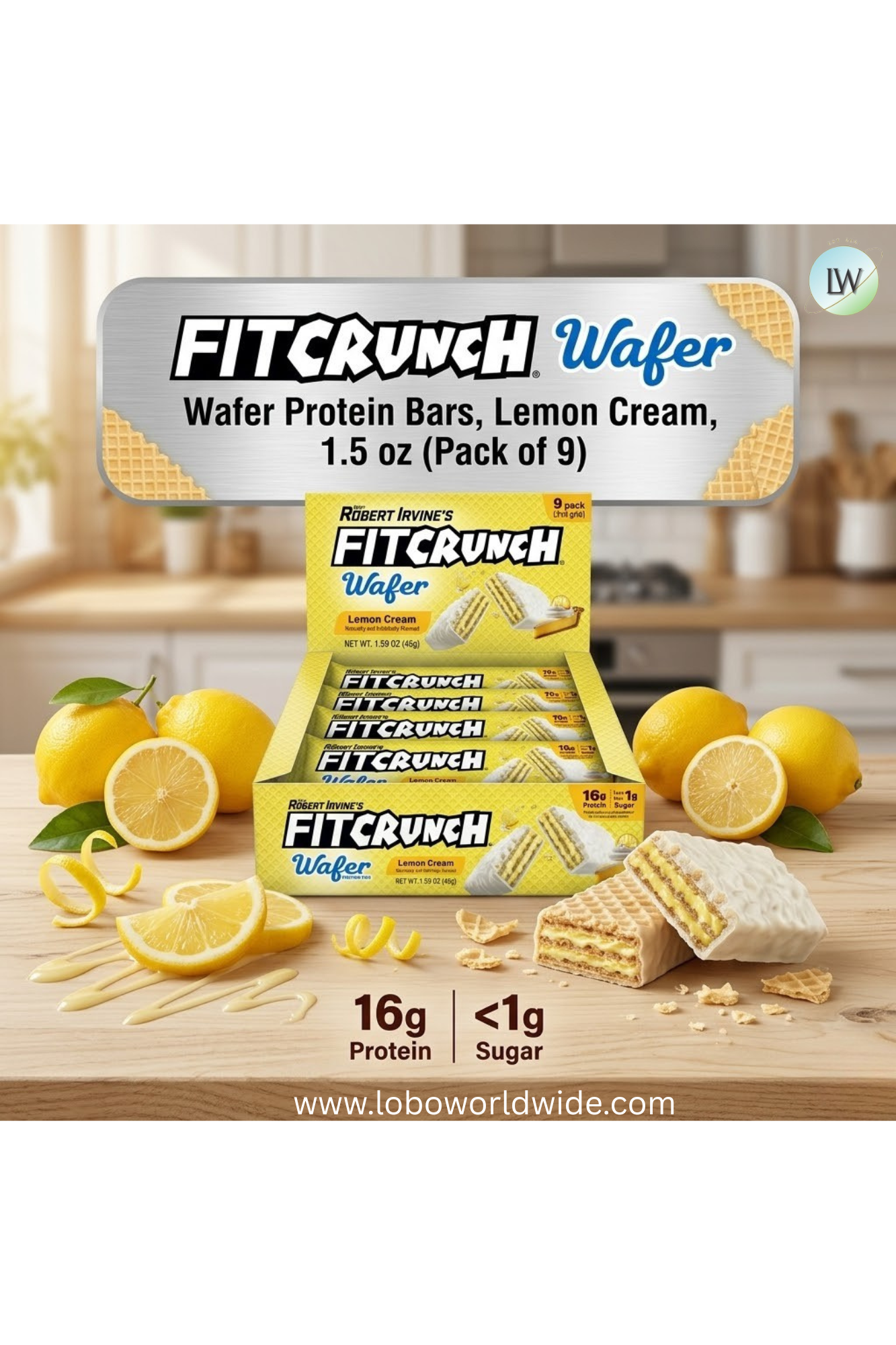 FITCRUNCH Wafer Protein Bars, 1.5 oz (Pack of 9)