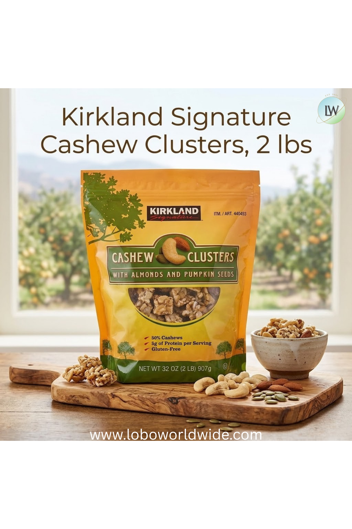 Kirkland Signature Cashew Clusters, 2 lbs