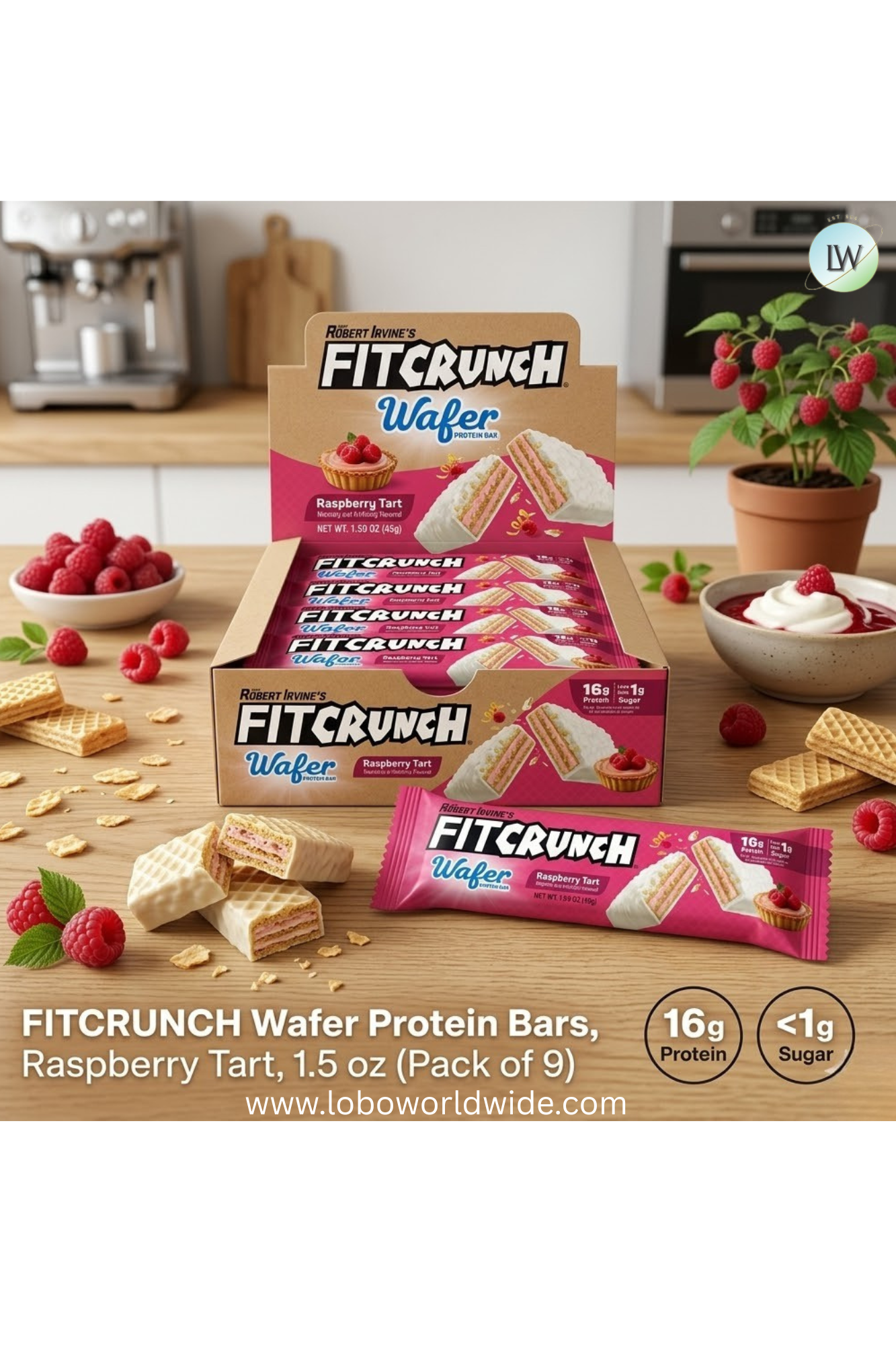 FITCRUNCH Wafer Protein Bars, 1.5 oz (Pack of 9)