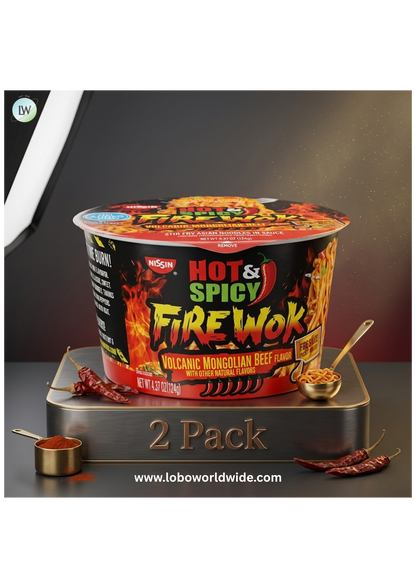 Nissin Foods Hot & Spicy Fire Wok Asian Noodles Soup Bowl, Shelf-Stable