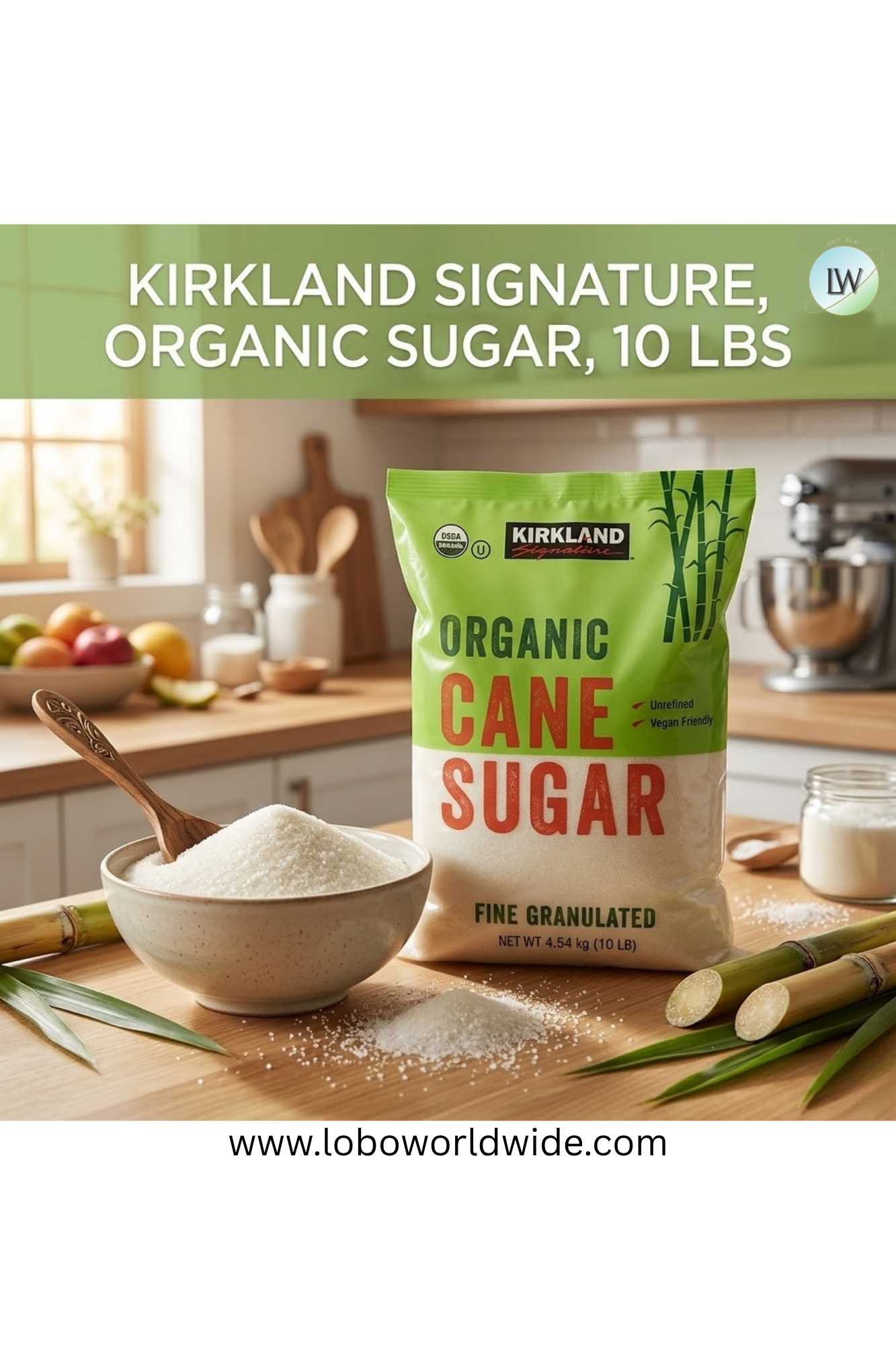 Kirkland Signature, Organic Sugar, 10 lbs