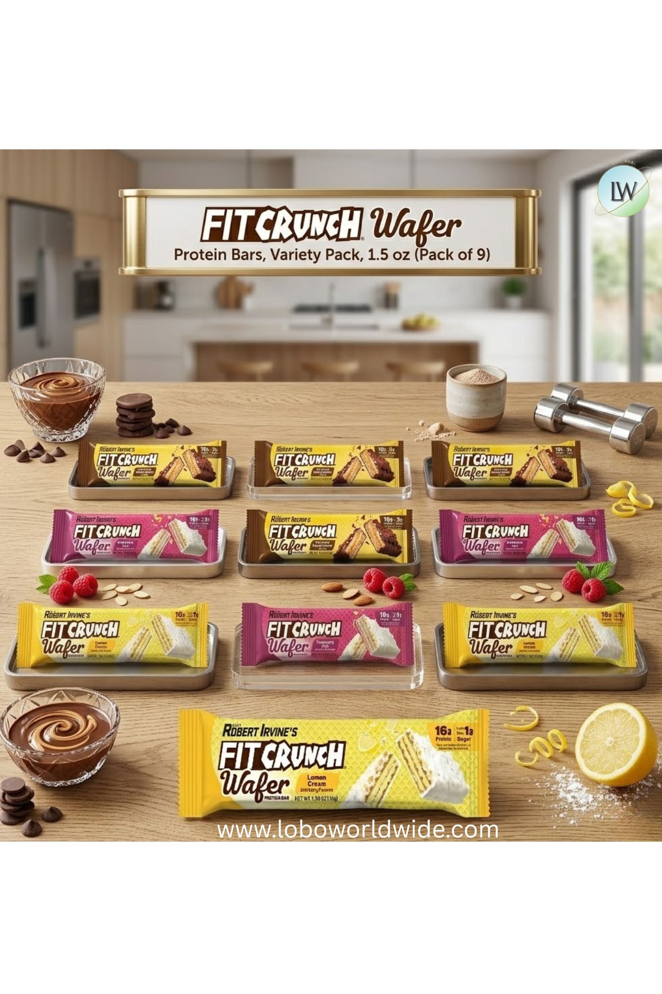 FITCRUNCH Wafer Protein Bars, 1.5 oz (Pack of 9)