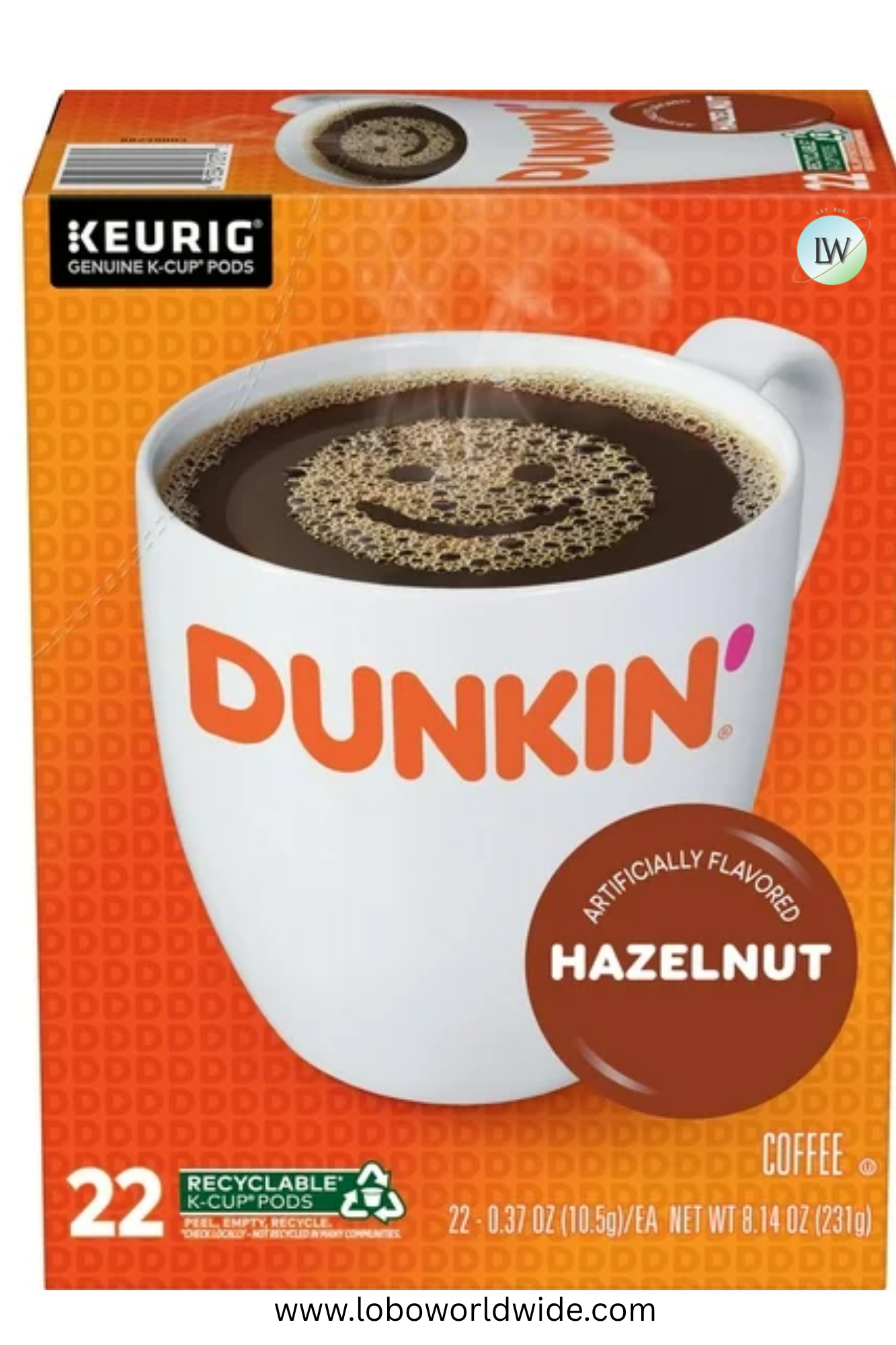 Dunkin’ Artificially Flavored Coffee, Keurig K Cup Pods, 22 Ct.