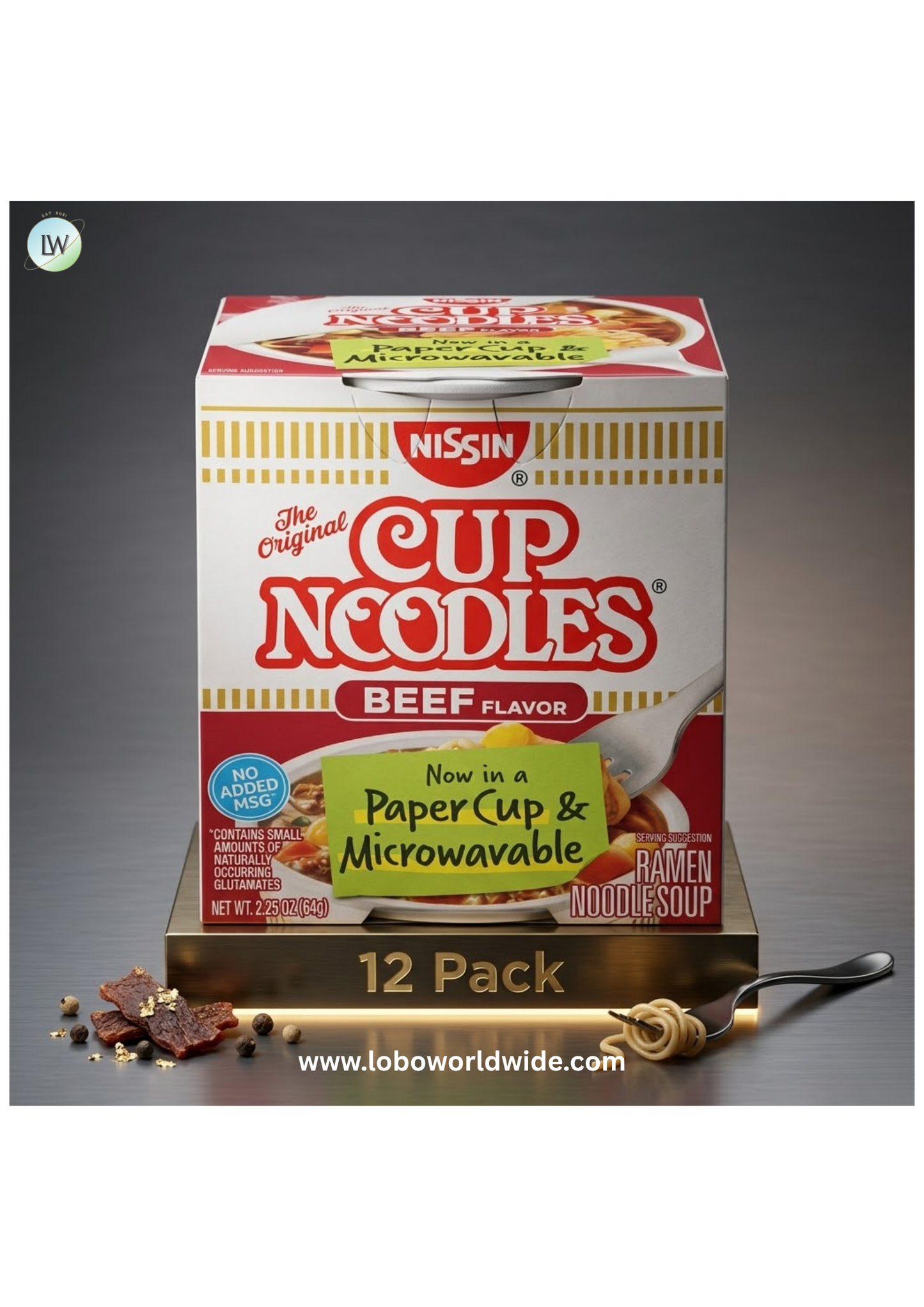 (12 pack) Nissin Foods The Original Cup Noodles Ramen Noodle Soup, Beef Flavor, 2.25 oz Cup, Shelf-Stable