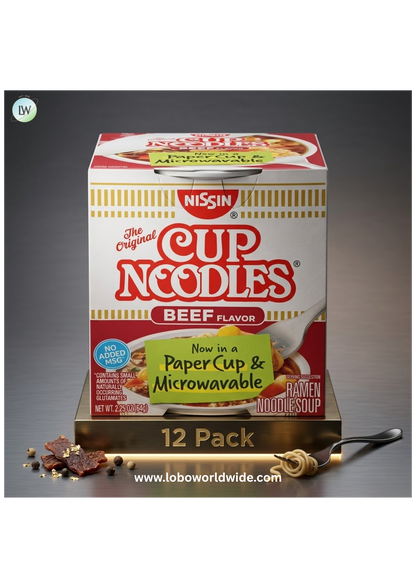 (12 pack) Nissin Foods The Original Cup Noodles Ramen Noodle Soup, Beef Flavor, 2.25 oz Cup, Shelf-Stable
