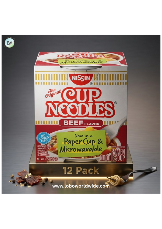 (12 pack) Nissin Foods The Original Cup Noodles Ramen Noodle Soup, Beef Flavor, 2.25 oz Cup, Shelf-Stable
