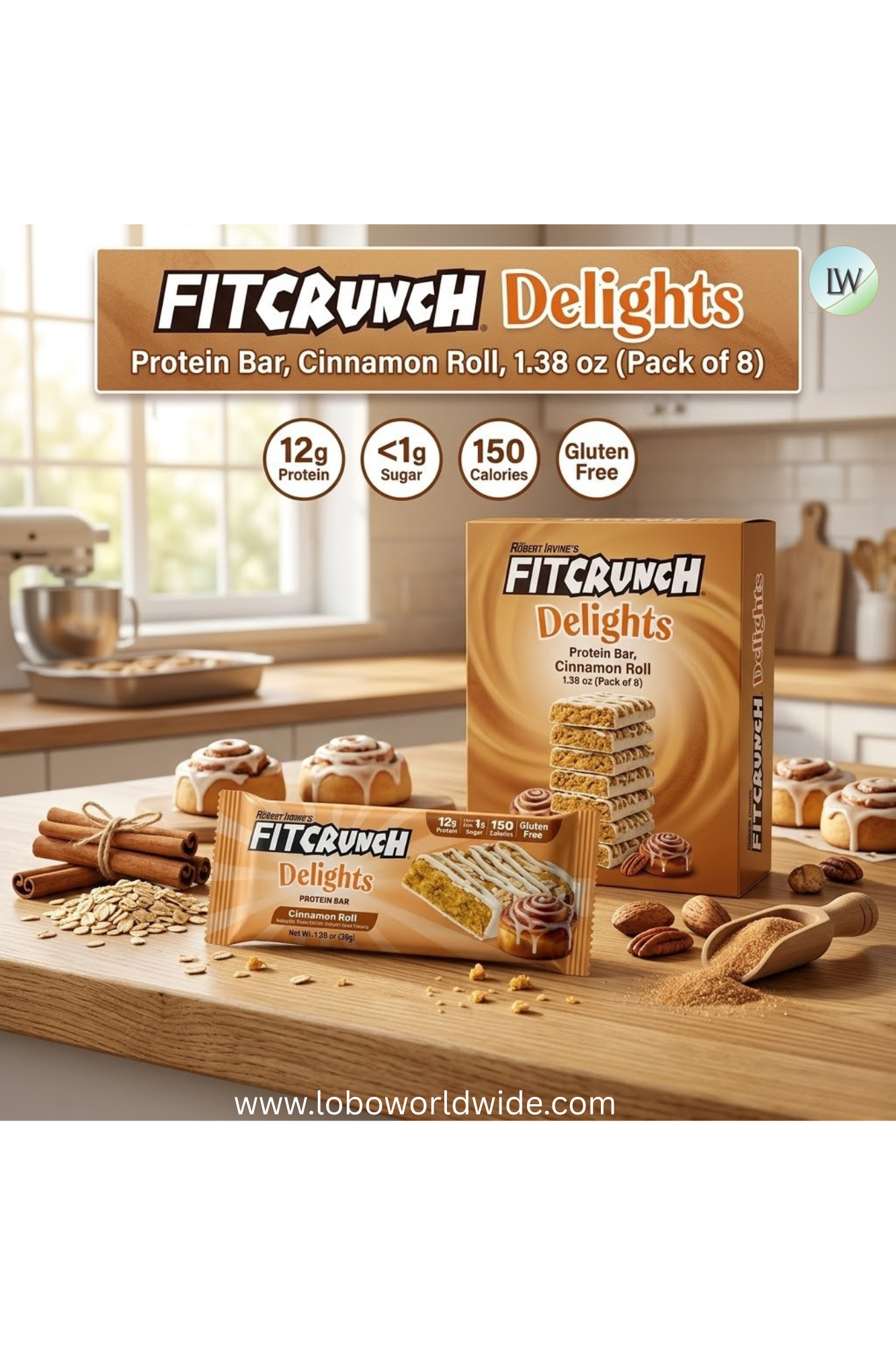 FITCRUNCH Delights Protein Bar, 1.38 oz (Pack of 8)