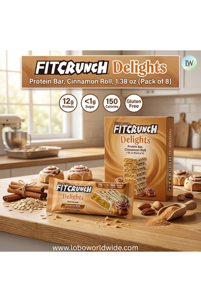 FITCRUNCH Delights Protein Bar, 1.38 oz (Pack of 8)