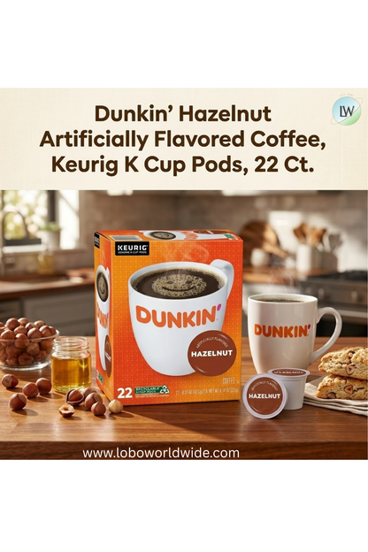 Dunkin’ Artificially Flavored Coffee, Keurig K Cup Pods, 22 Ct.