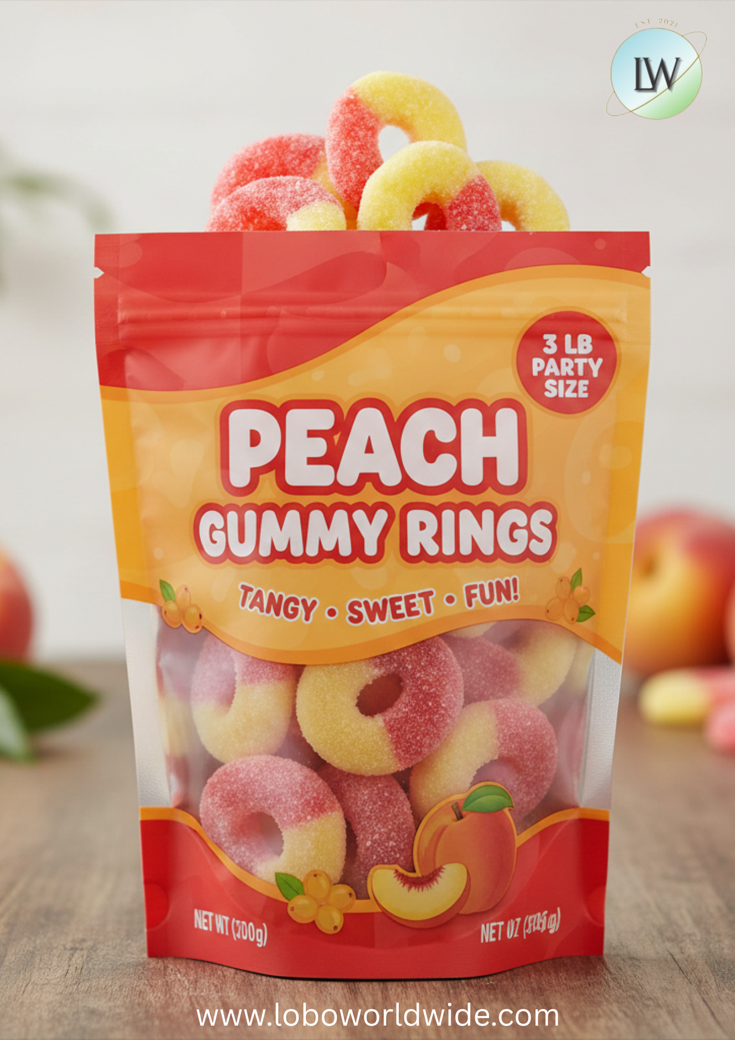 Peach Gummy Rings(Various Sizes)