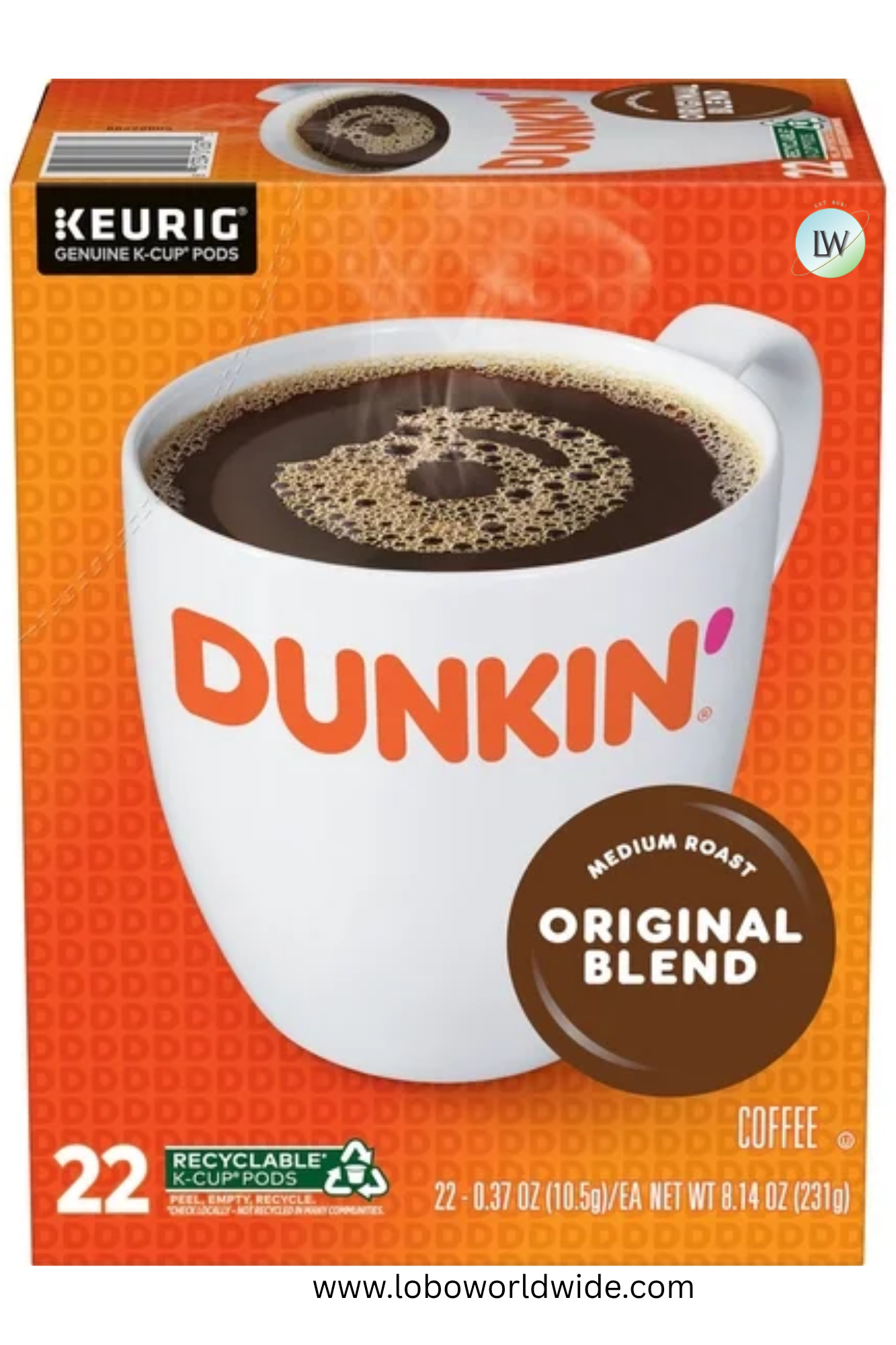 Dunkin’ Artificially Flavored Coffee, Keurig K Cup Pods, 22 Ct.