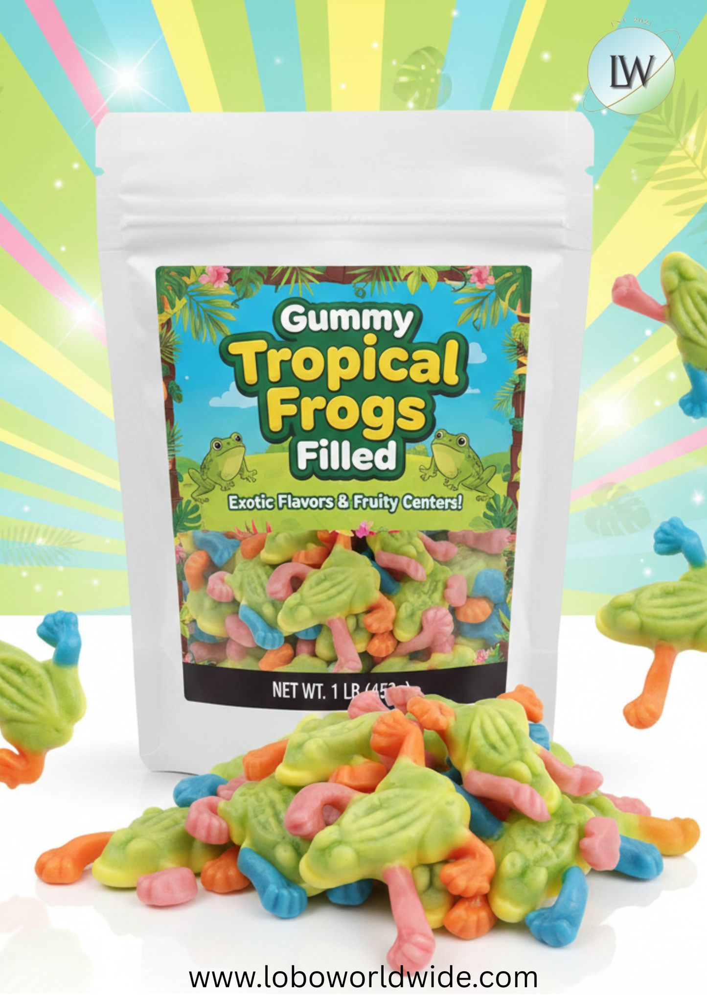 Gummy Tropical Frogs Filled(Various Sizes)