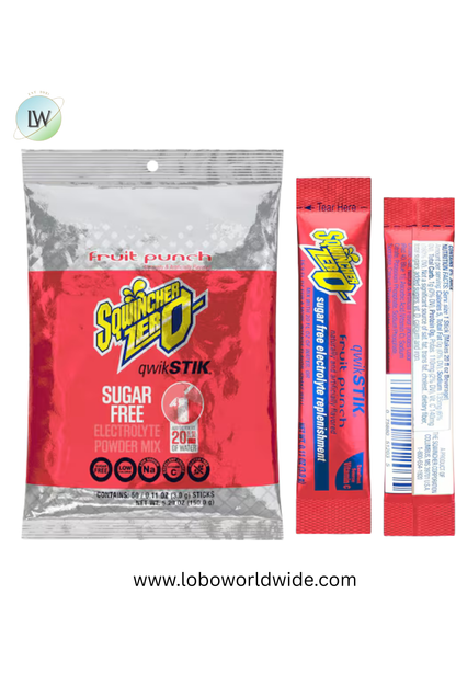 Sqwincher Qwik Stik, Sugar Free Drink Mix Powder, 20 oz Yield per .11 oz Pack,50PK(Various Flavours)