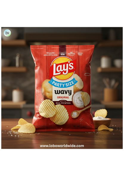 Lay's Wavy Original Potato Chips, Party Size, 13 oz Bag