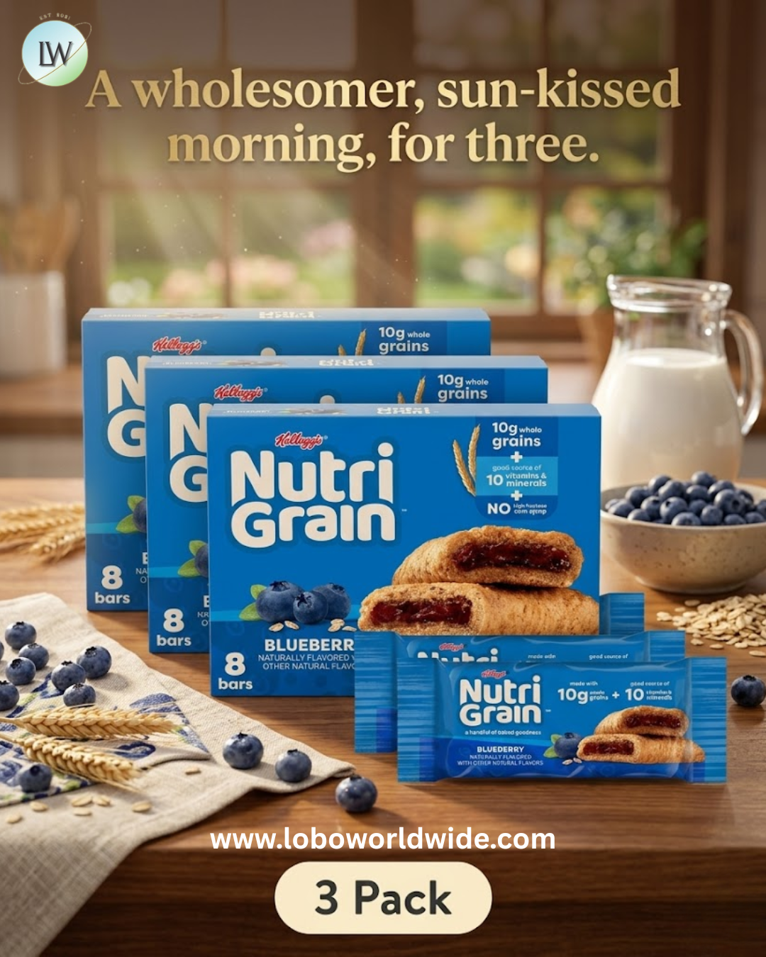 Kellogg's Nutri-Grain Chewy Breakfast Bars, Made with 10g Whole Grains, 10.4 oz, 8 Count