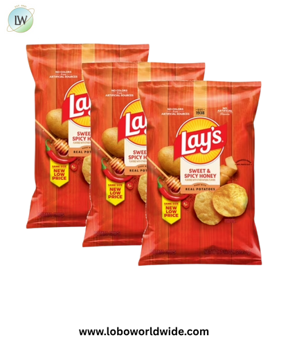 (3 pack) Lay's Potato Chips Sweet and Spicy Honey 7.75 oz, Bag