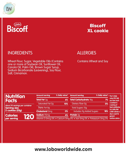 (3 pack) Lotus XL Biscoff Cookies, 10 Snack Packs of 2 Cookies, 8.8 oz, Classic Airline Size