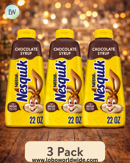 Nesquik Chocolate Syrup for Milk or Ice Cream, 22 oz (Pack of 3)