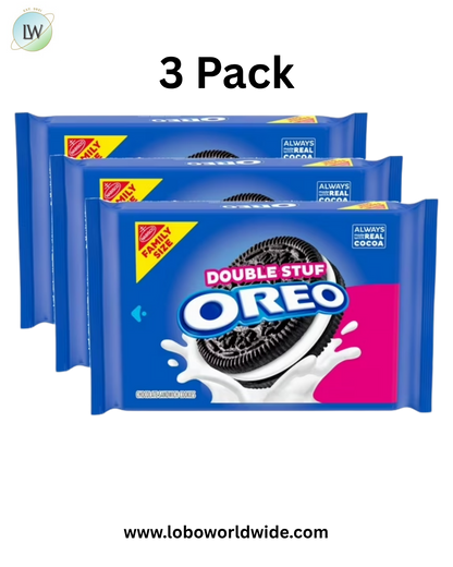 (3 pack) OREO Double Stuf Chocolate Sandwich Cookies, Family Size, 18.71 oz