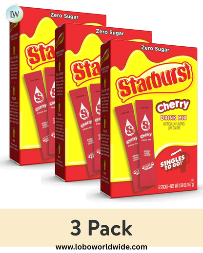 Starburst Zero Sugar Singles-to-Go Powdered Drink Mix, 6 Count Packets