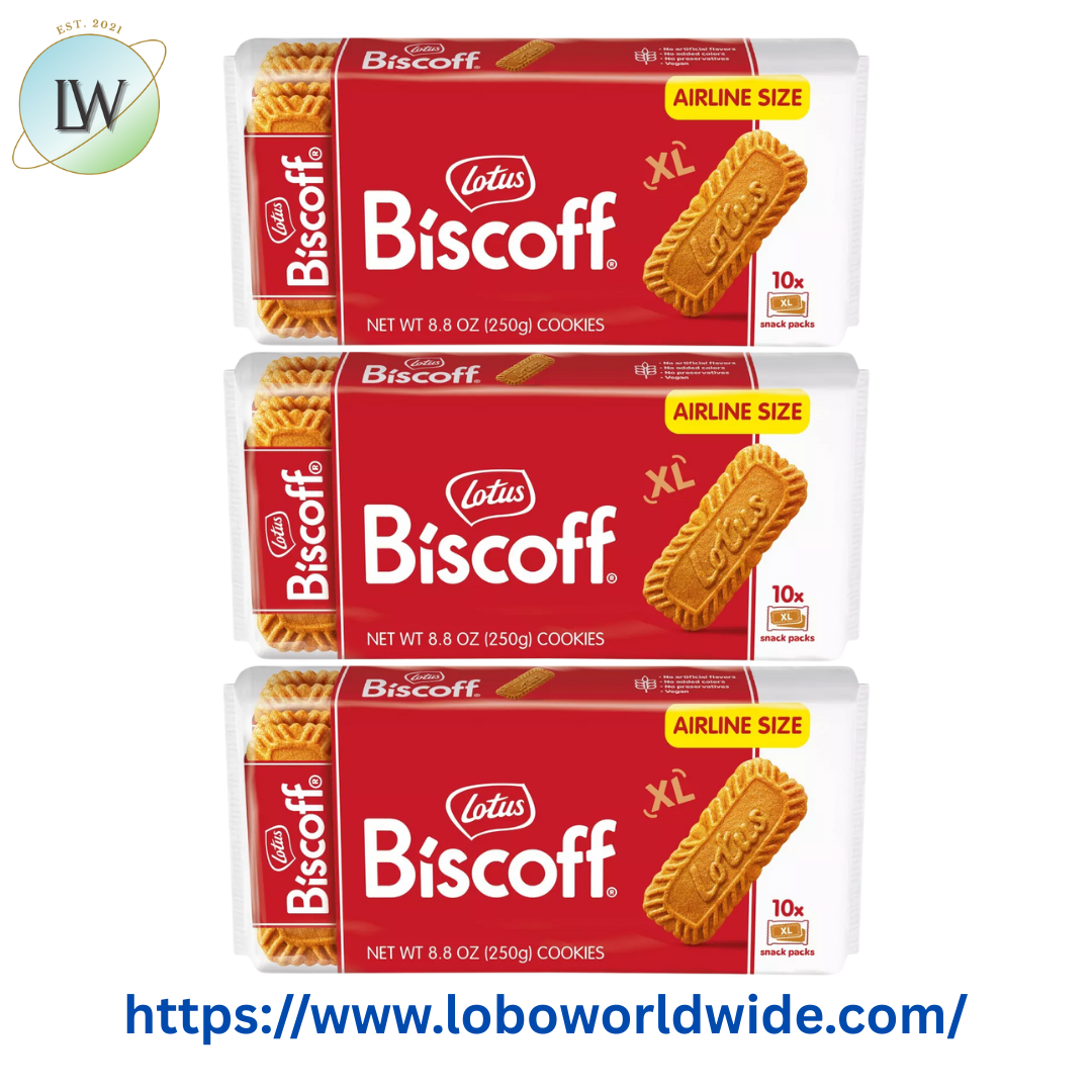 (3 pack) Lotus XL Biscoff Cookies, 10 Snack Packs of 2 Cookies, 8.8 oz, Classic Airline Size