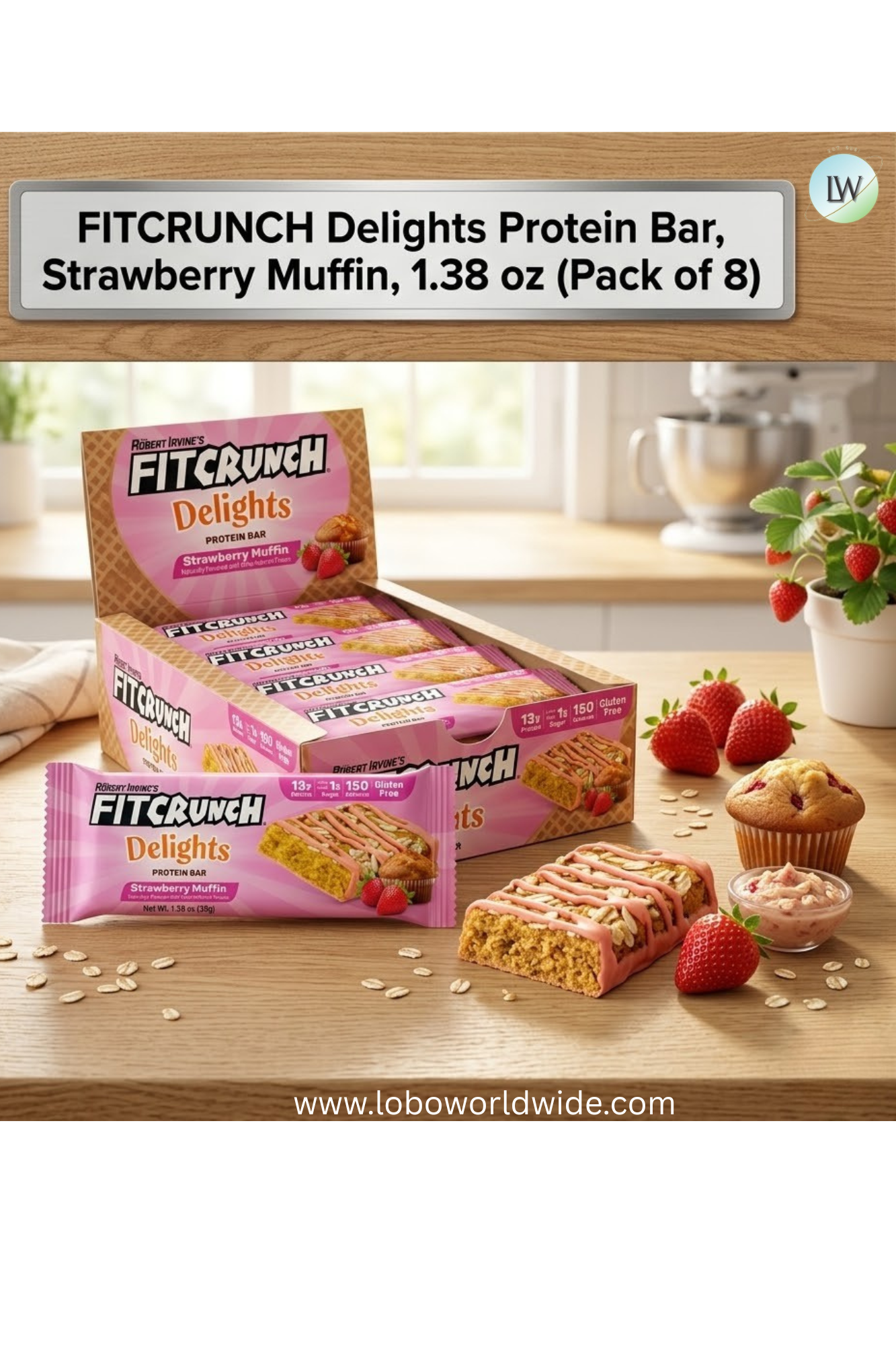 FITCRUNCH Delights Protein Bar, 1.38 oz (Pack of 8)